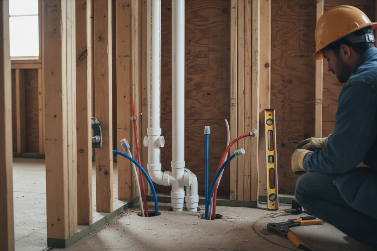 Drain and supply rough-in during Drain Cleaning in Toughkenamon